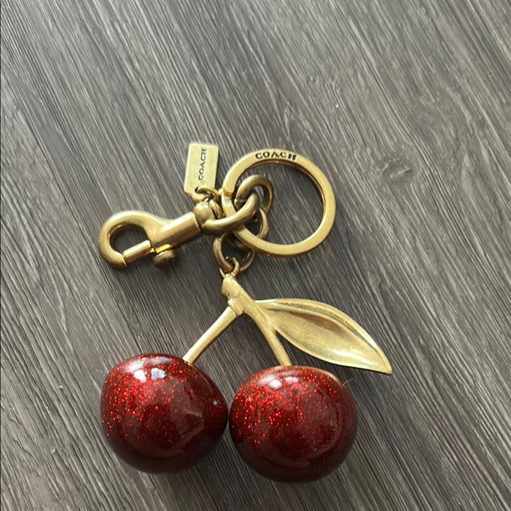 Coach Cherry Keychain in Red and Gold